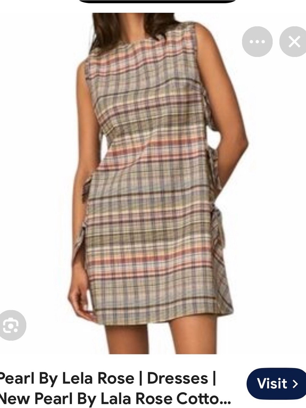 NWT Pearl Plaid Sleeveless Mini Dress in Beige and Pink lg